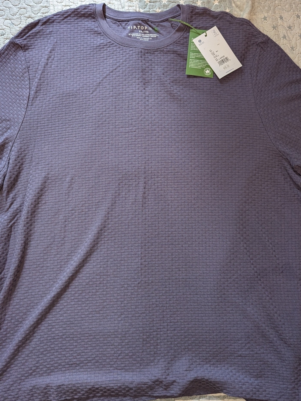 Tiptop Mens Crewneck Knitted Waffle Top Purple XXL T Shirt